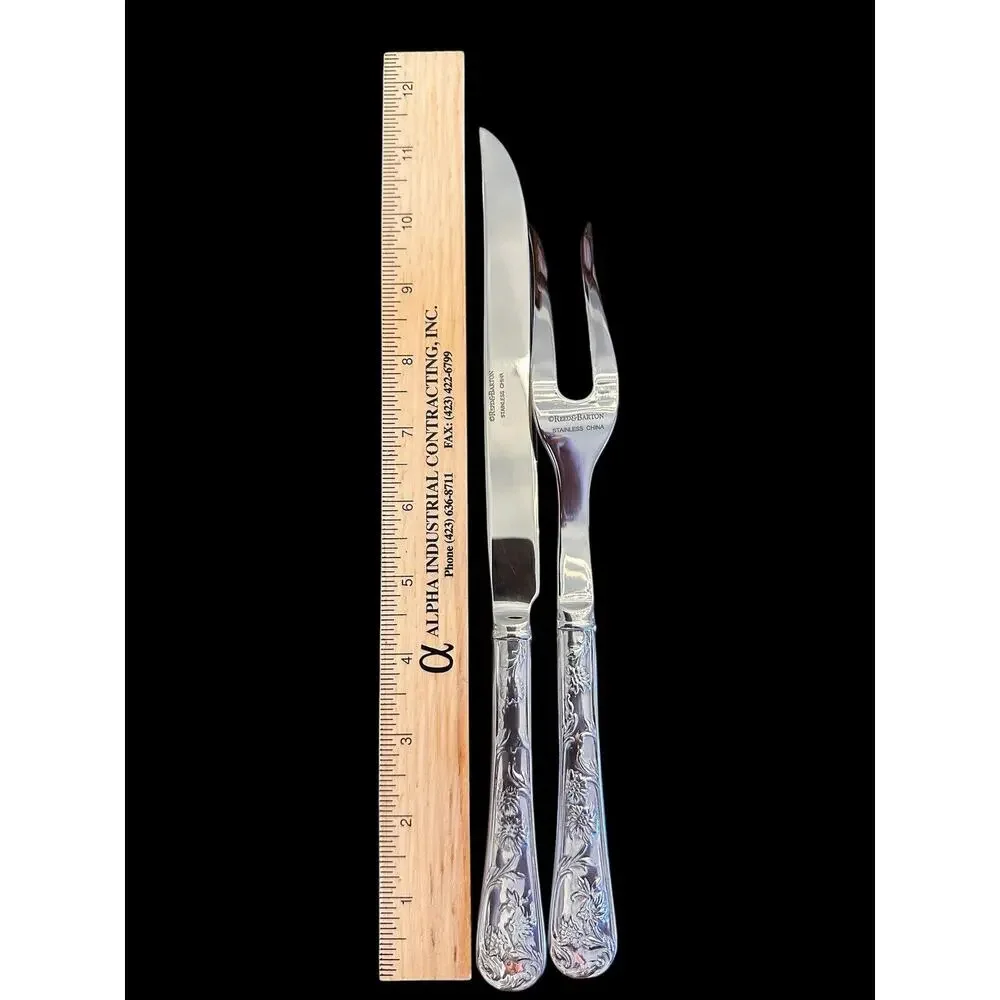 Reed & Barton Queen's Garden Small Solid 2-Pc Steak Carving Set DISCONTINUED Z